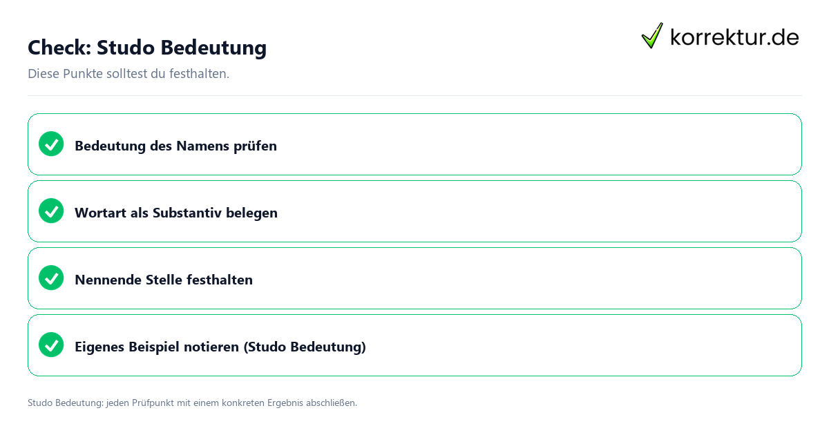 Studo Bedeutung mit einer themenspezifischen Checkliste