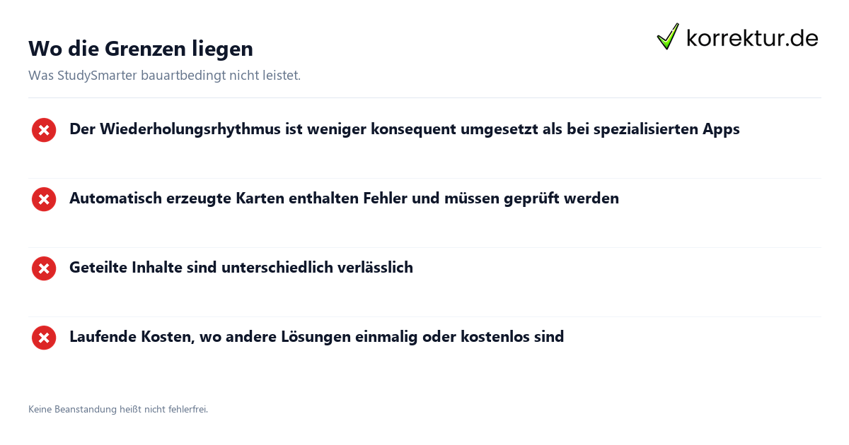 Wo die Grenzen liegen StudySmarter im Test für Studium und Ausbildung: Grenzen im Überblick