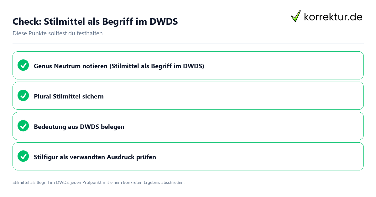 Check: Stilmittel als Begriff im DWDS Stilmittel als Begriff im DWDS mit einer themenspezifischen Checkliste