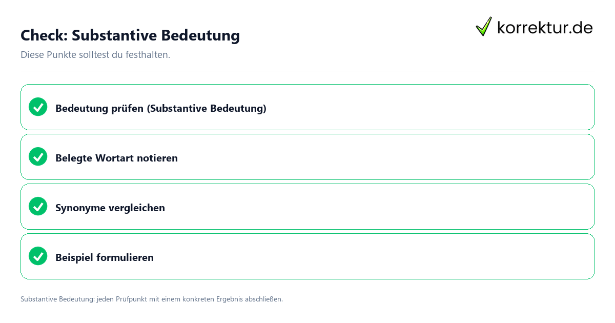Substantive Bedeutung mit einer themenspezifischen Checkliste