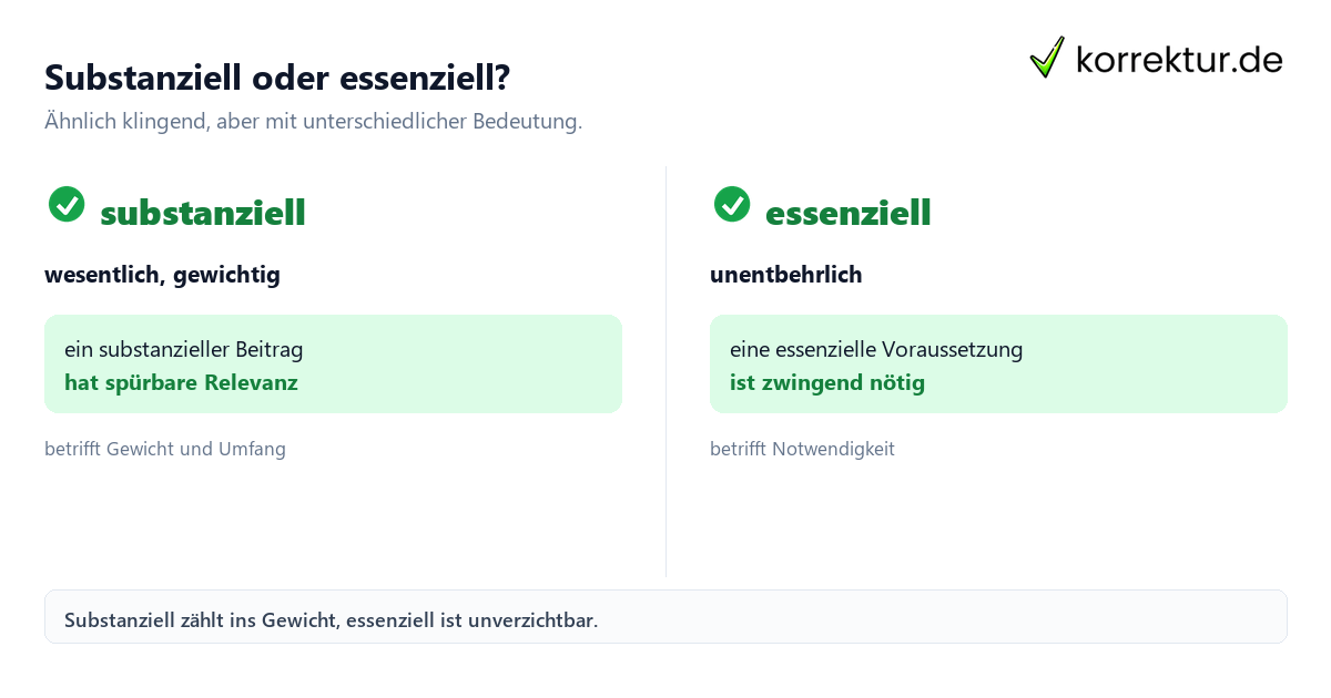 Substanziell Bedeutung: Unterschied zu essenziell