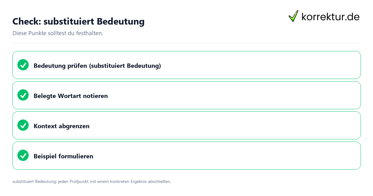 Substituiert Bedeutung mit einer themenspezifischen Checkliste