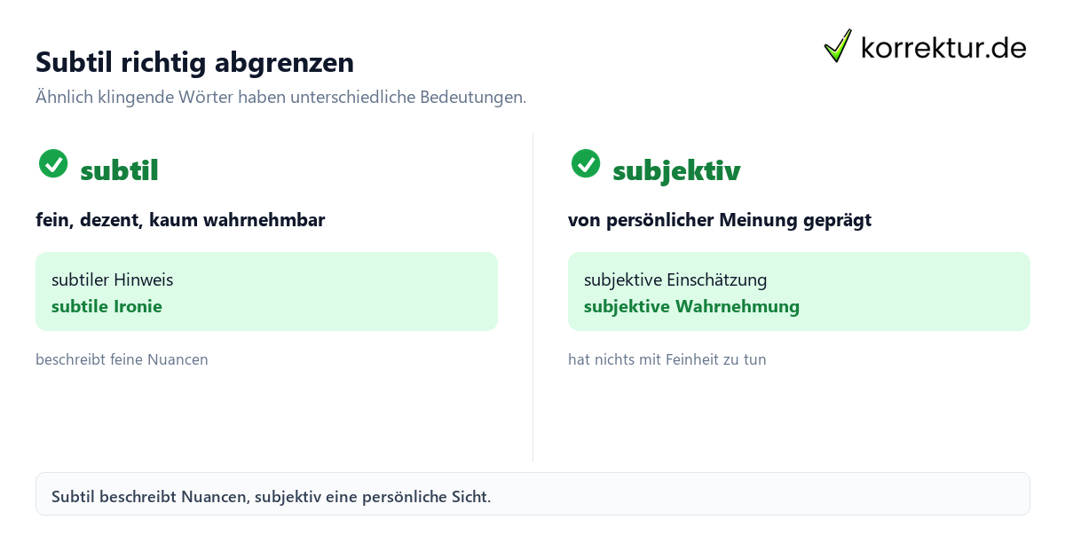 subtil Bedeutung: Abgrenzung zu subjektiv und subversiv