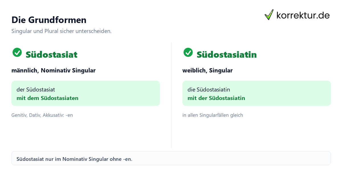 Die Grundformen Südostasiat gendergerecht und korrekt verwenden: Grundformen im Vergleich