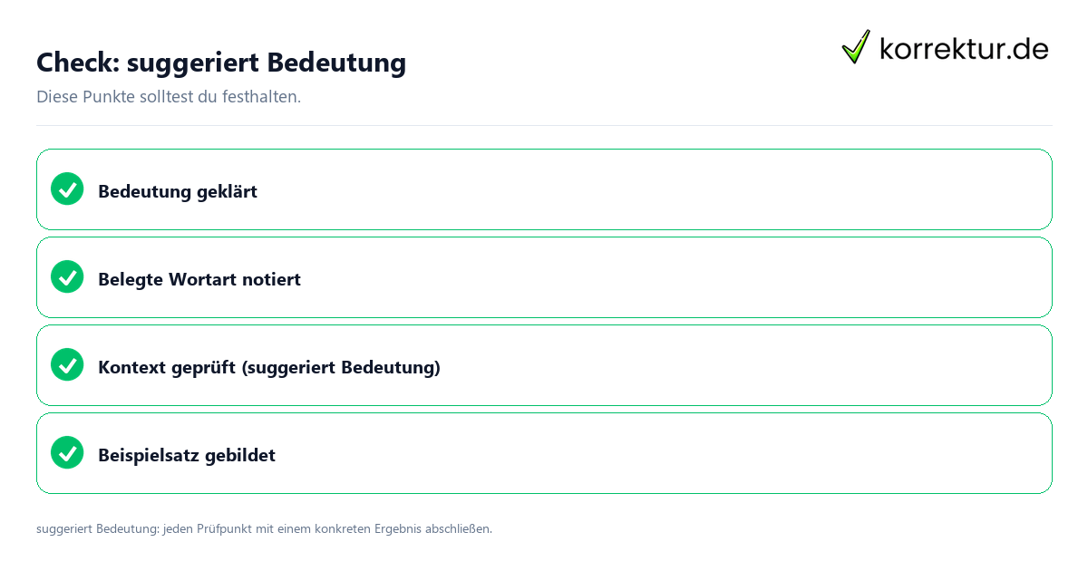 Suggeriert Bedeutung mit einer themenspezifischen Checkliste