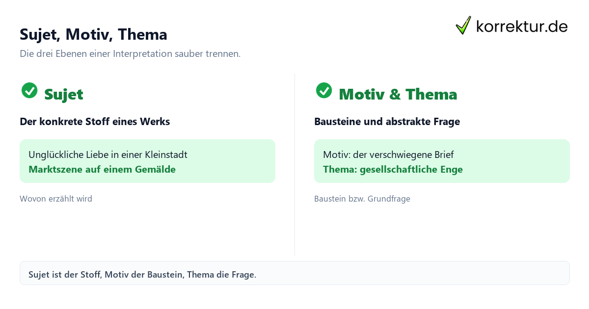 Sujet Bedeutung: Unterschied Sujet, Motiv, Thema erklärt
