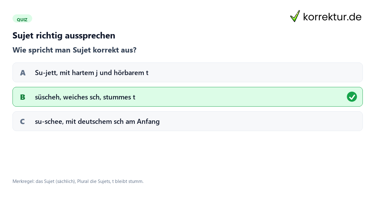 Sujet richtig aussprechen Sujet Bedeutung: Aussprache und Genus im Deutschen