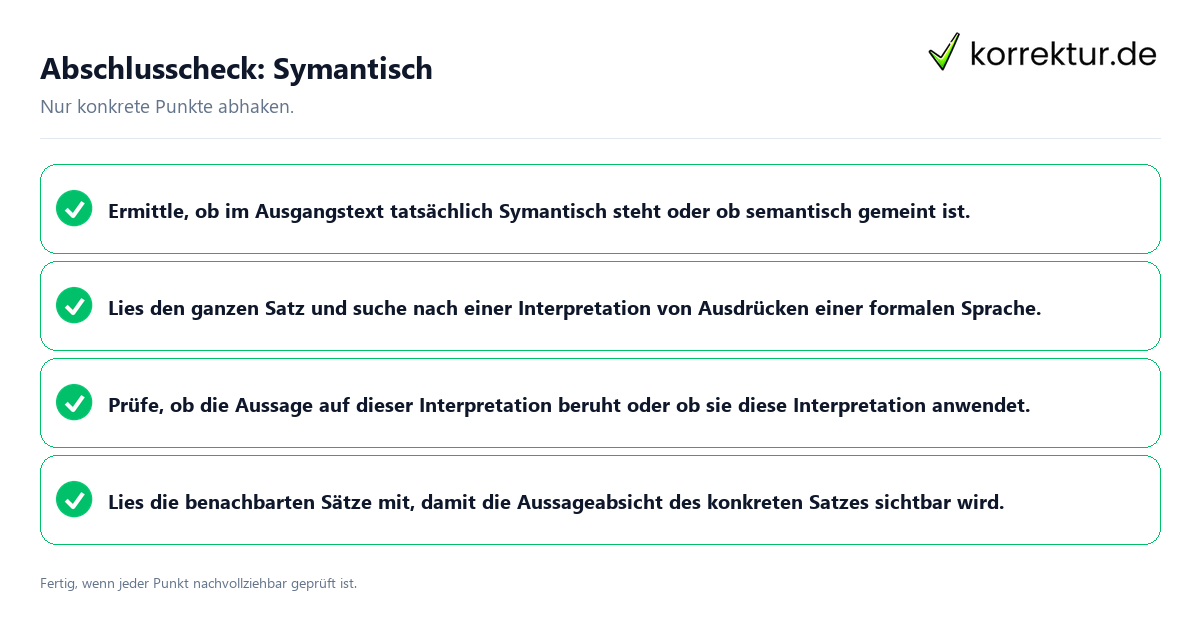 Konkreter Abschlusscheck zu Symantisch