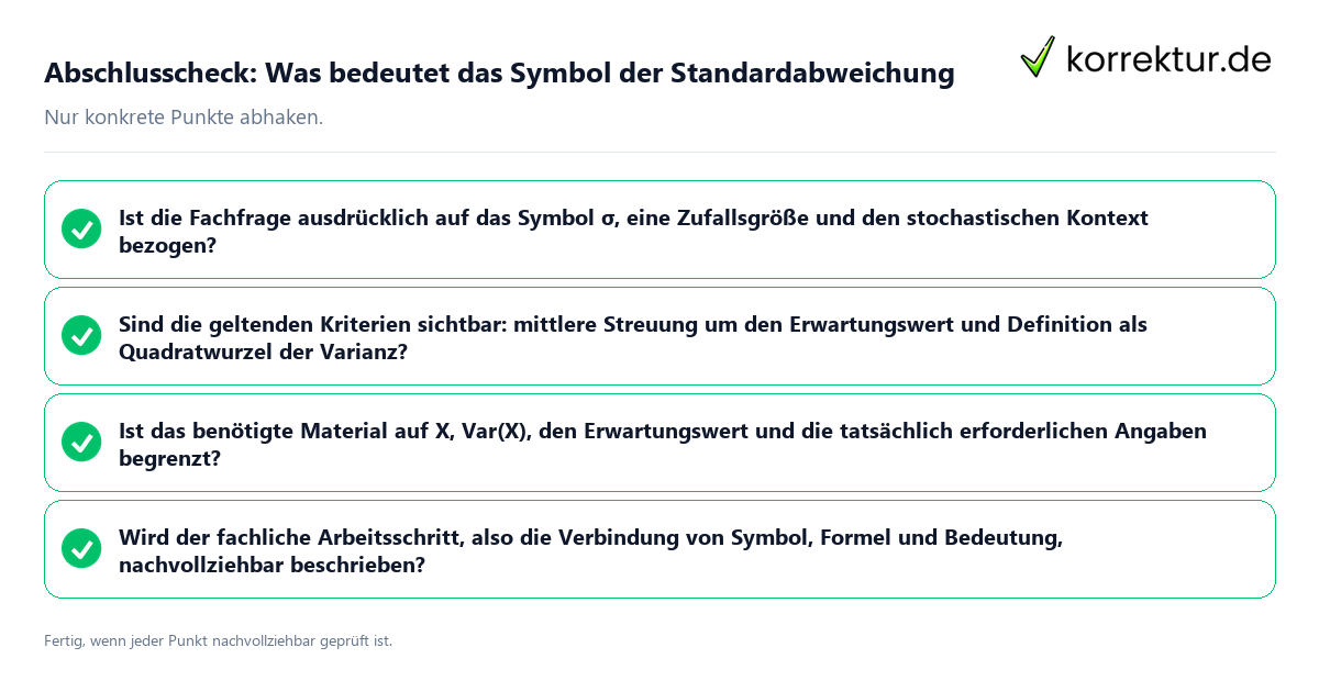 Konkreter Abschlusscheck zu Was bedeutet das Symbol der Standardabweichung