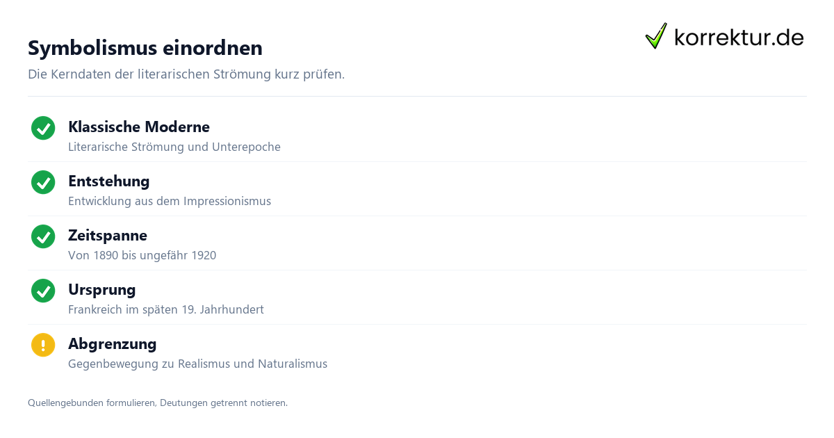 Symbolismus einordnen Symbolismus sicher verstehen und anwenden: Merkmale prüfen