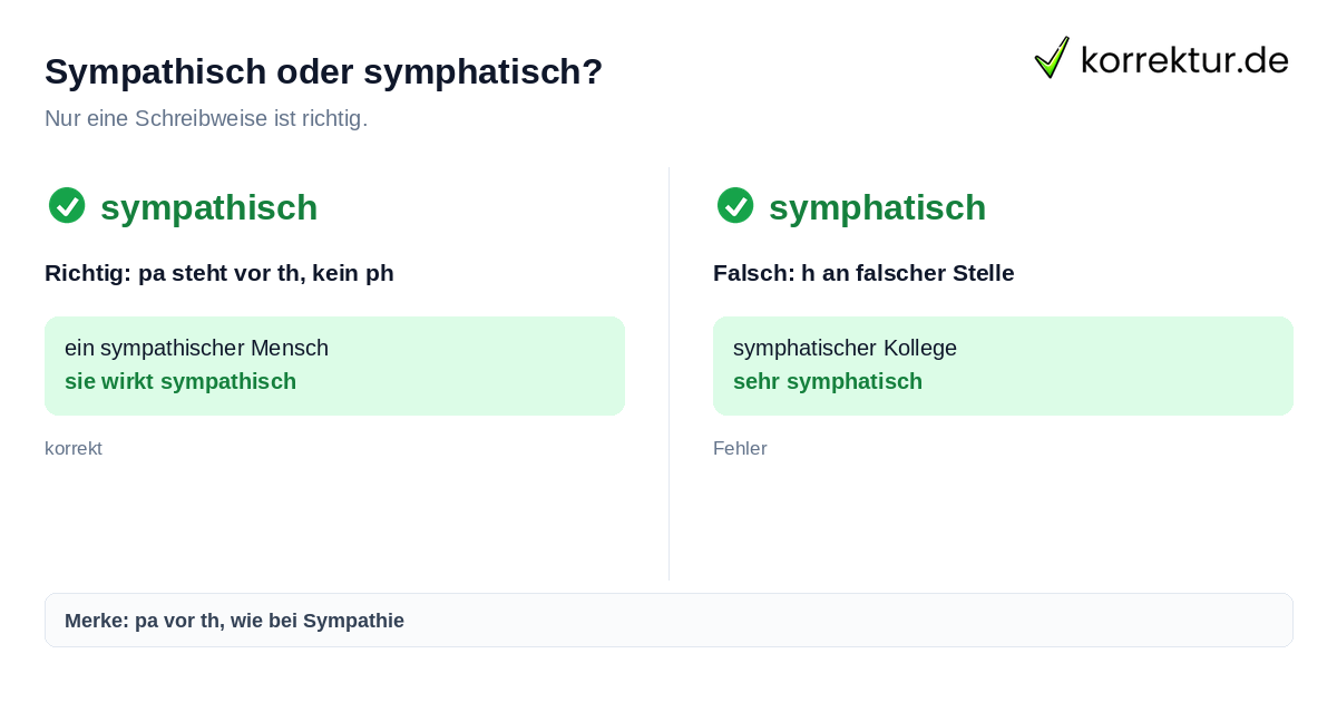 sympathisch oder symphatisch: richtige Schreibweise mit pa vor th