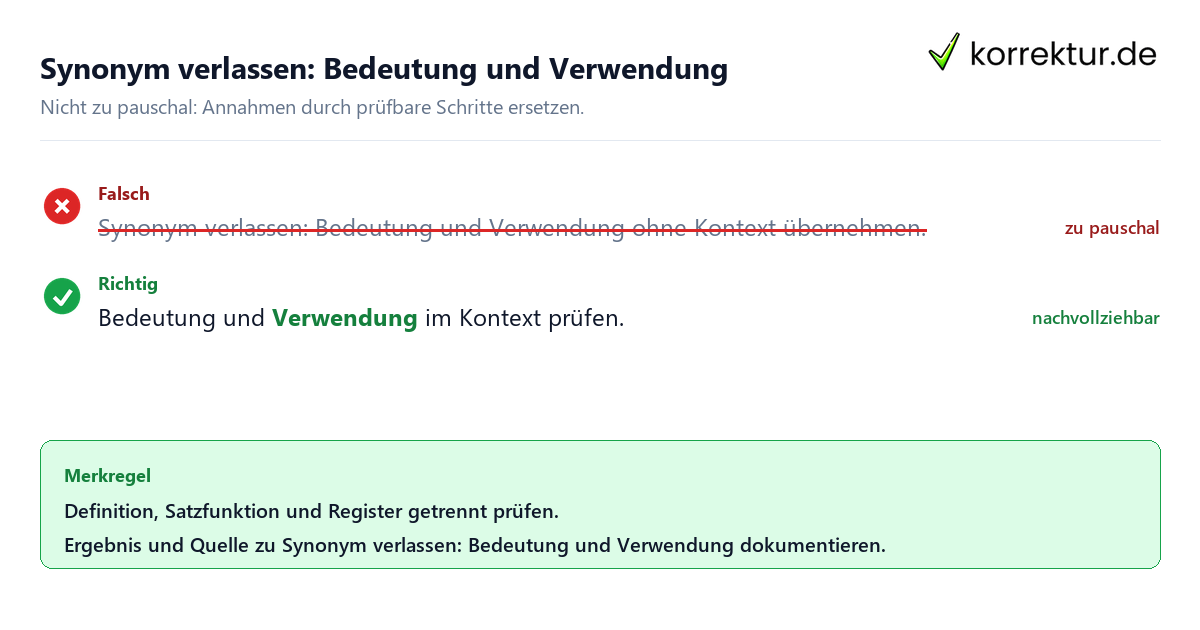 Ungeeignete und belastbare Vorgehensweise bei Synonym verlassen: Bedeutung und Verwendung