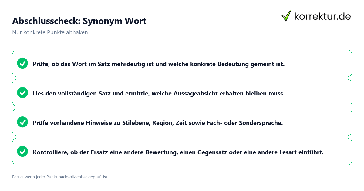 Abschlusscheck: Synonym Wort Konkreter Abschlusscheck zu Synonym Wort