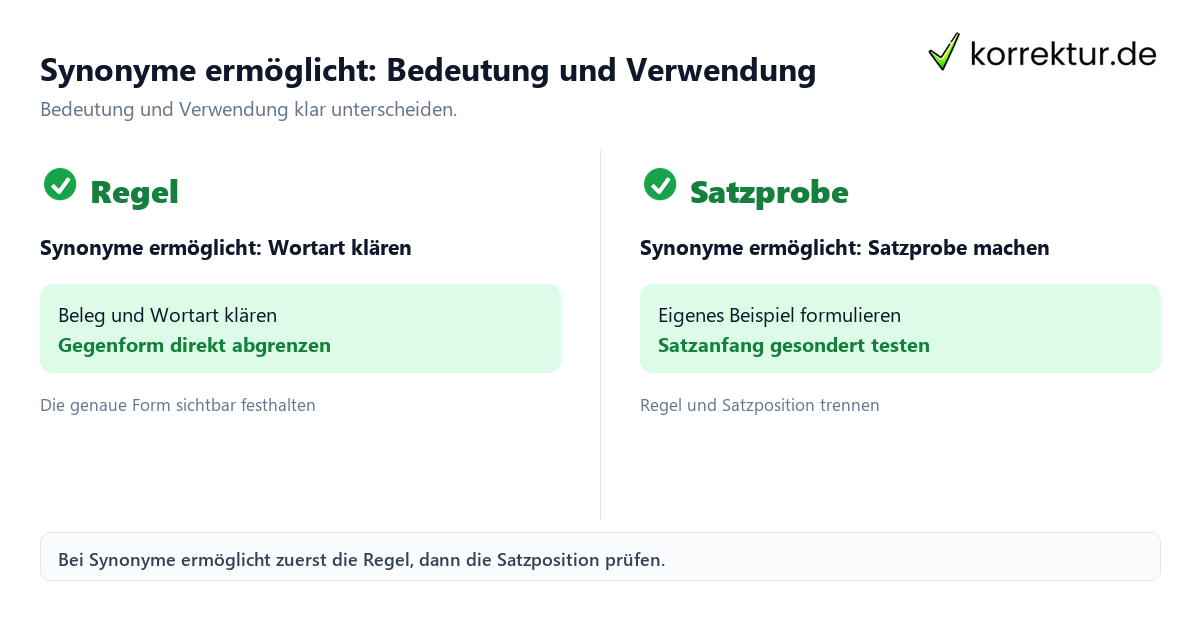 Synonyme ermöglicht: Bedeutung und Verwendung Synonyme ermöglicht: Bedeutung und Verwendung mit Bedeutung und passender Verwendung im Vergleich