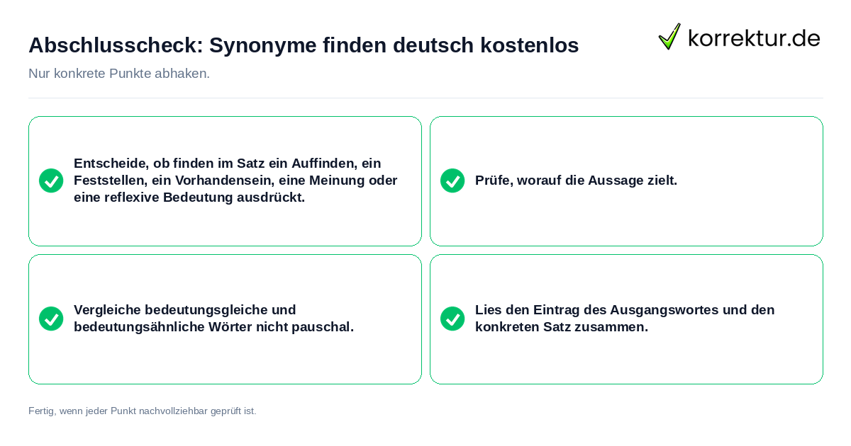 Abschlusscheck: Synonyme finden deutsch kostenlos Konkreter Abschlusscheck zu Synonyme finden deutsch kostenlos