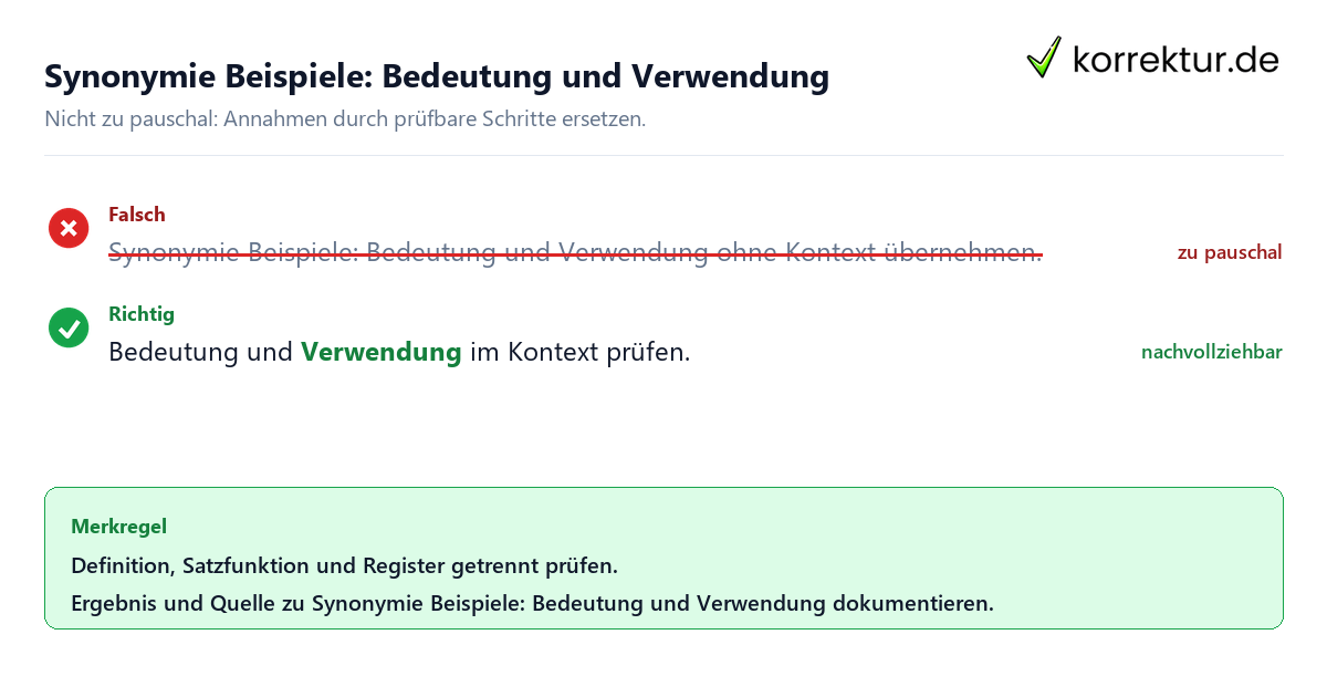 Ungeeignete und belastbare Vorgehensweise bei Synonymie Beispiele: Bedeutung und Verwendung