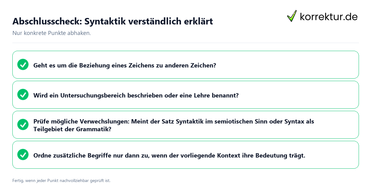 Konkreter Abschlusscheck zu Syntaktik verständlich erklärt