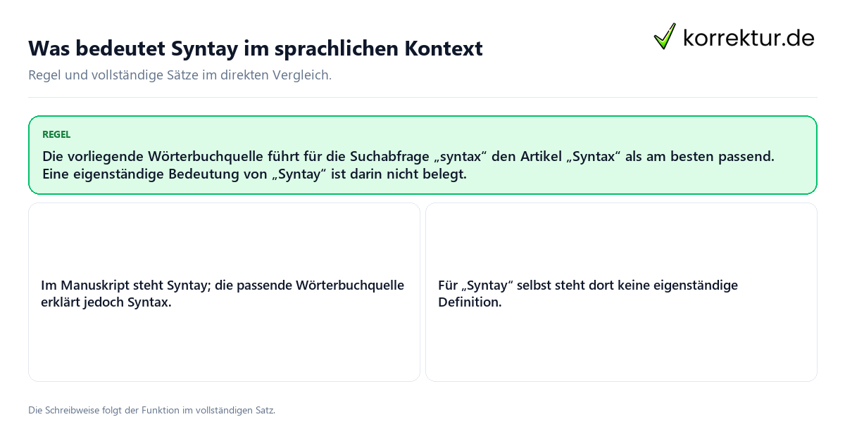 Konkrete Regel und vollständige Beispielsätze zu Was bedeutet Syntay im sprachlichen Kontext