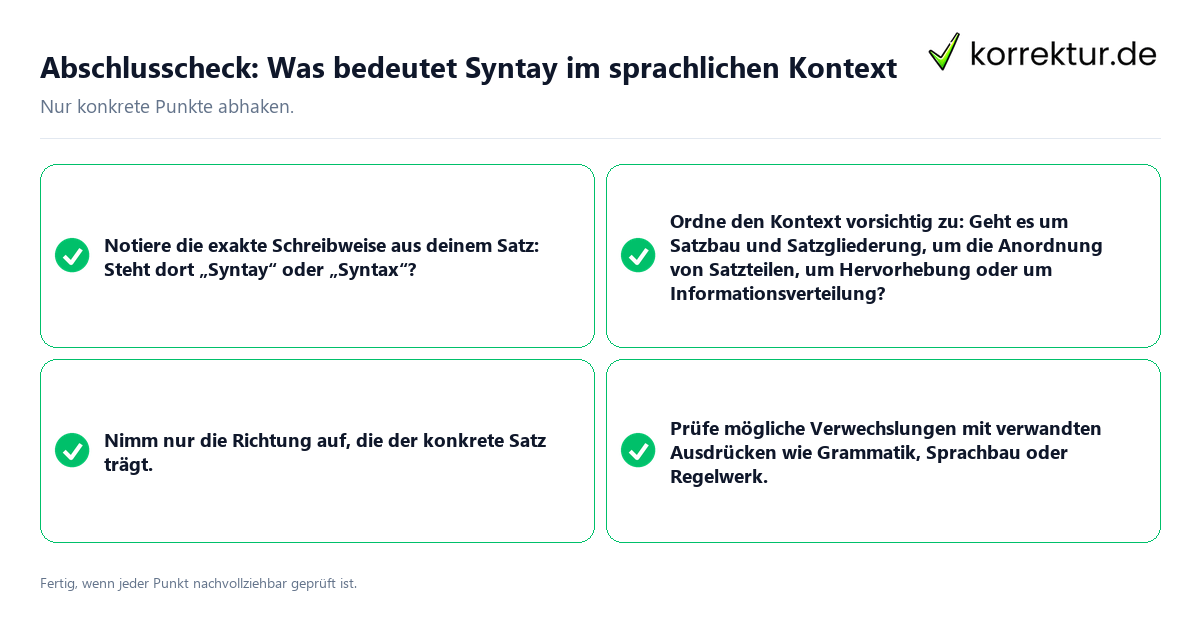 Konkreter Abschlusscheck zu Was bedeutet Syntay im sprachlichen Kontext