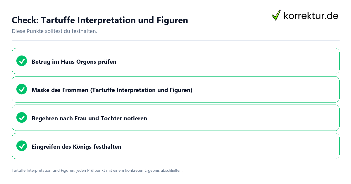 Tartuffe Interpretation und Figuren mit einer themenspezifischen Checkliste