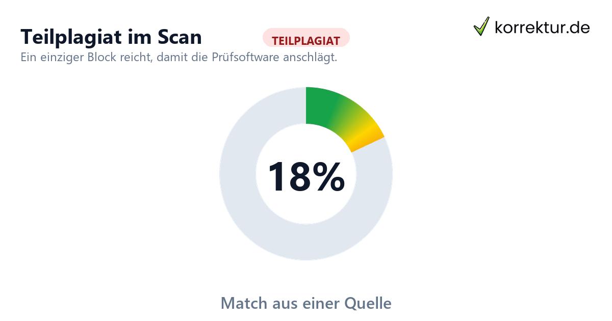 Teilplagiat Definition: einzelne kopierte Abschnitte in sonst eigener Arbeit