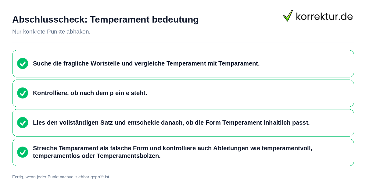 Abschlusscheck: Temperament bedeutung Konkreter Abschlusscheck zu Temperament bedeutung