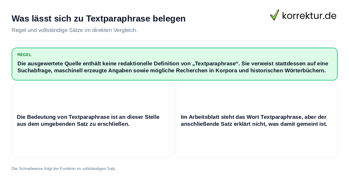 Was lässt sich zu Textparaphrase sagen Konkrete Regel und vollständige Beispielsätze zu Was lässt sich zu Textparaphrase sagen