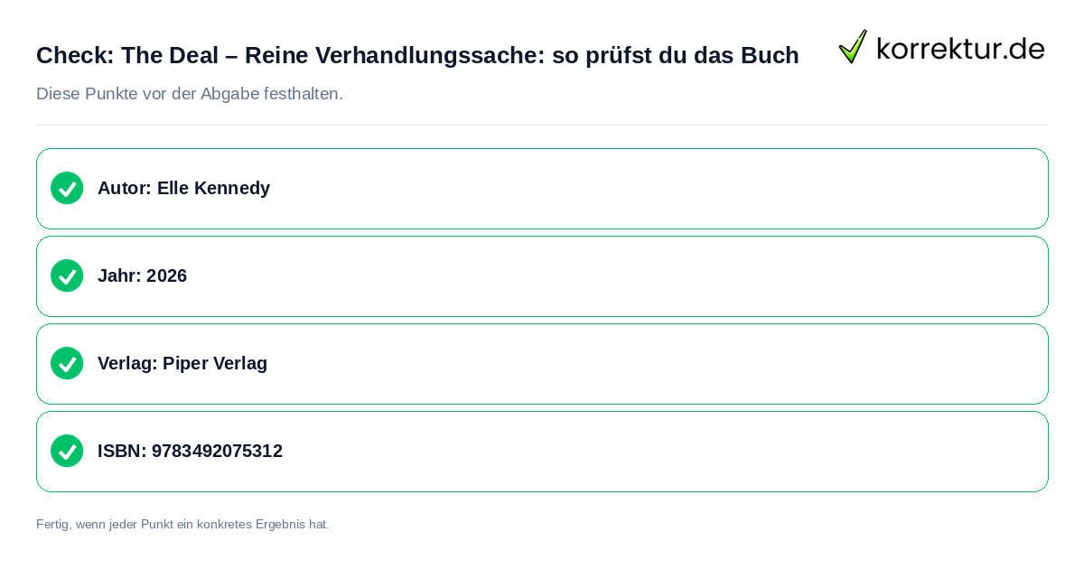 Check: The Deal, Reine Verhandlungssache: so prüfst du das Buch The Deal, Reine Verhandlungssache: so prüfst du das Buch: Prüfliste mit vier Punkten