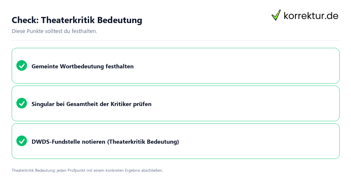 Check: Theaterkritik Bedeutung Theaterkritik Bedeutung mit einer themenspezifischen Checkliste