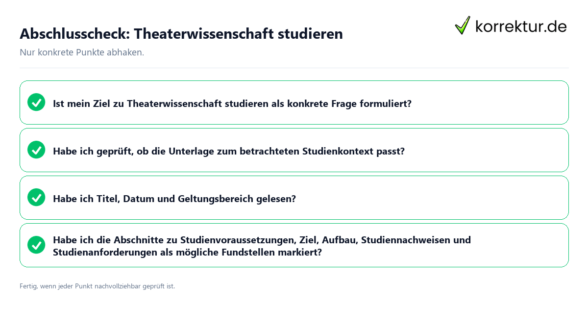 Konkreter Abschlusscheck zu Theaterwissenschaft studieren