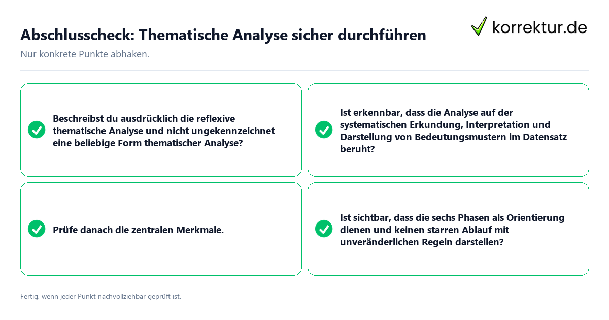 Konkreter Abschlusscheck zu Thematische Analyse sicher durchführen