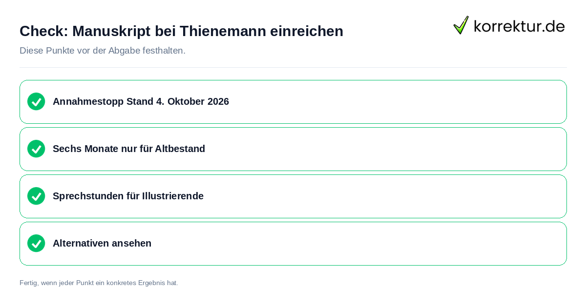 Check: Manuskript bei Thienemann einreichen Manuskript bei Thienemann einreichen: Prüfliste mit vier Punkten