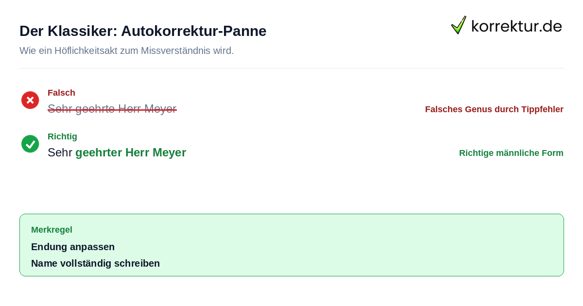 Autokorrektur-Fehler in E-Mail-Anreden erkennen
