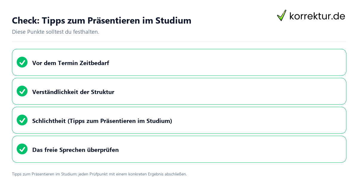 Tipps zum Präsentieren im Studium mit einer themenspezifischen Checkliste