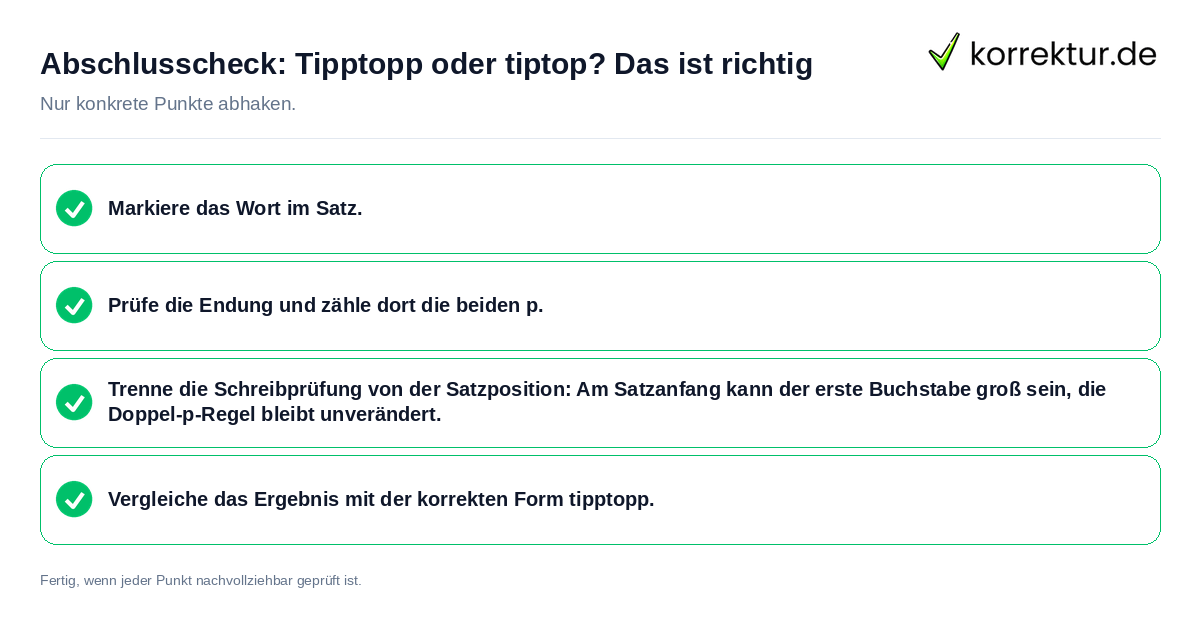 Konkreter Abschlusscheck zu Tipptopp oder tiptop? Das ist richtig