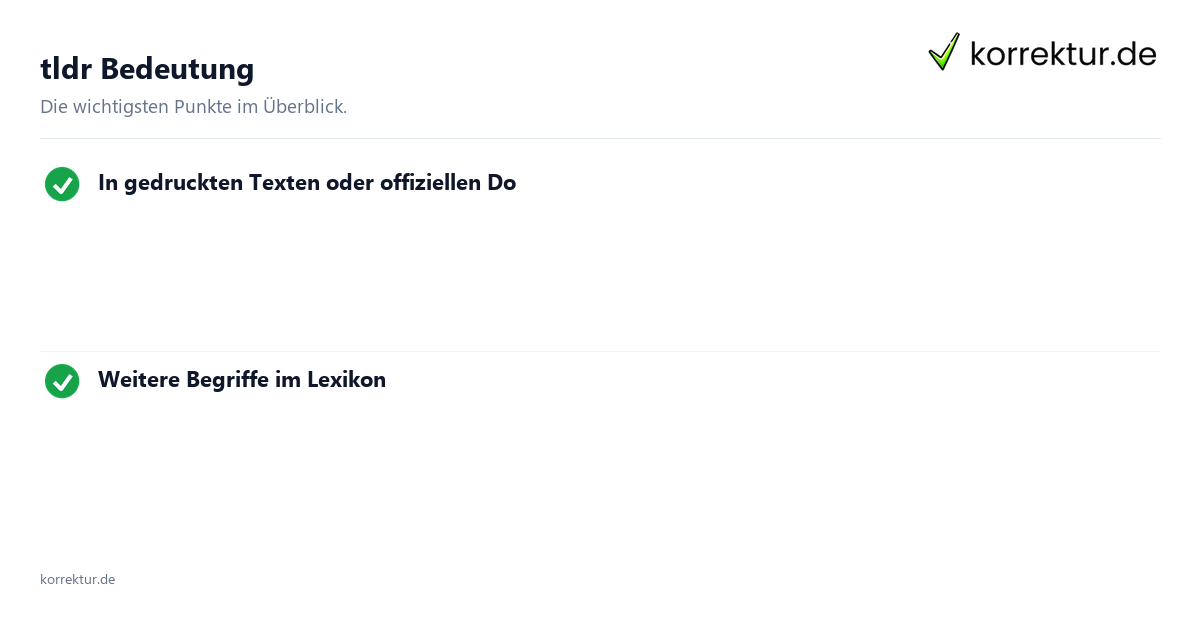 tldr Bedeutung: Überblick