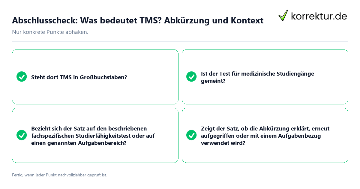Konkreter Abschlusscheck zu Was bedeutet TMS? Abkürzung und Kontext