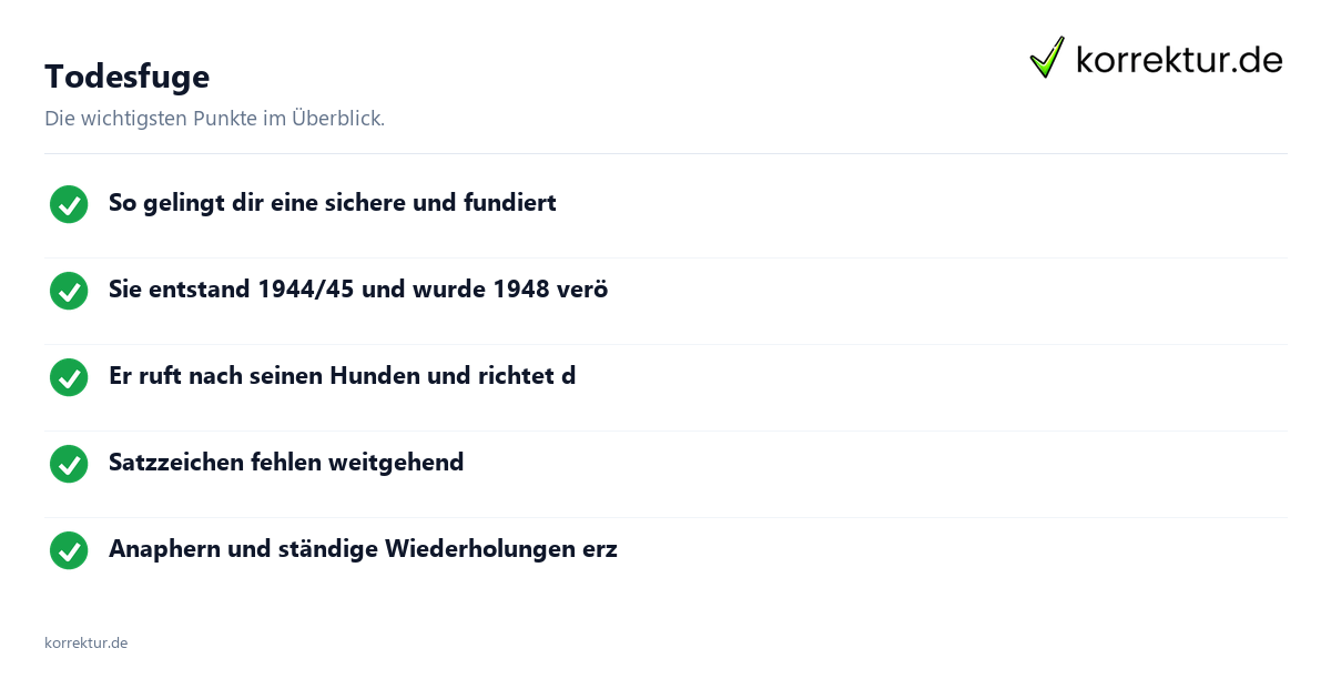 Todesfuge: Überblick