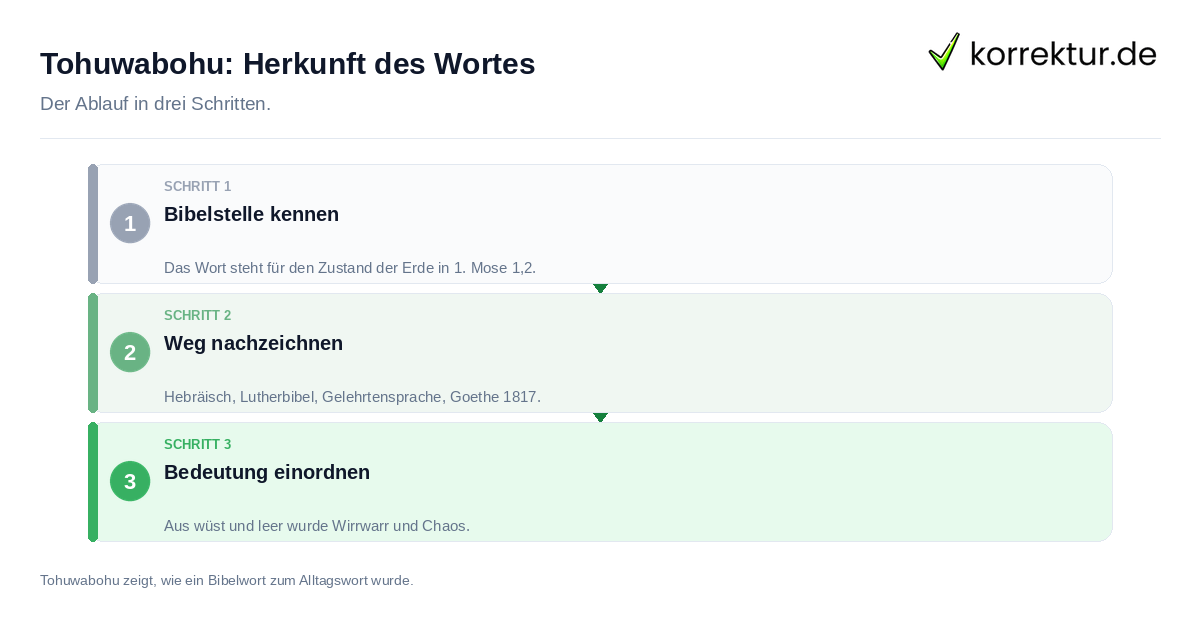 Tohuwabohu: Herkunft des Wortes: der Ablauf in drei Schritten