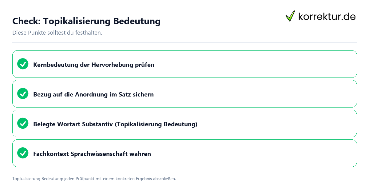 Topikalisierung Bedeutung mit einer themenspezifischen Checkliste