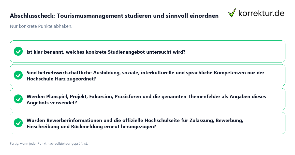 Abschlusscheck: Tourismusmanagement studieren und sinnvoll einordnen Konkreter Abschlusscheck zu Tourismusmanagement studieren und sinnvoll einordnen