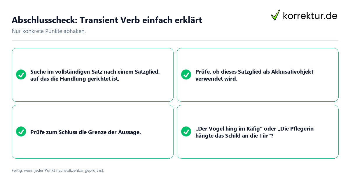 Konkreter Abschlusscheck zu Transient Verb einfach erklärt