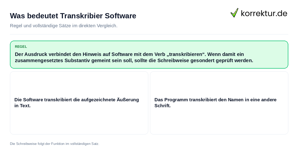 Was bedeutet Transkribier Software Konkrete Regel und vollständige Beispielsätze zu Was bedeutet Transkribier Software