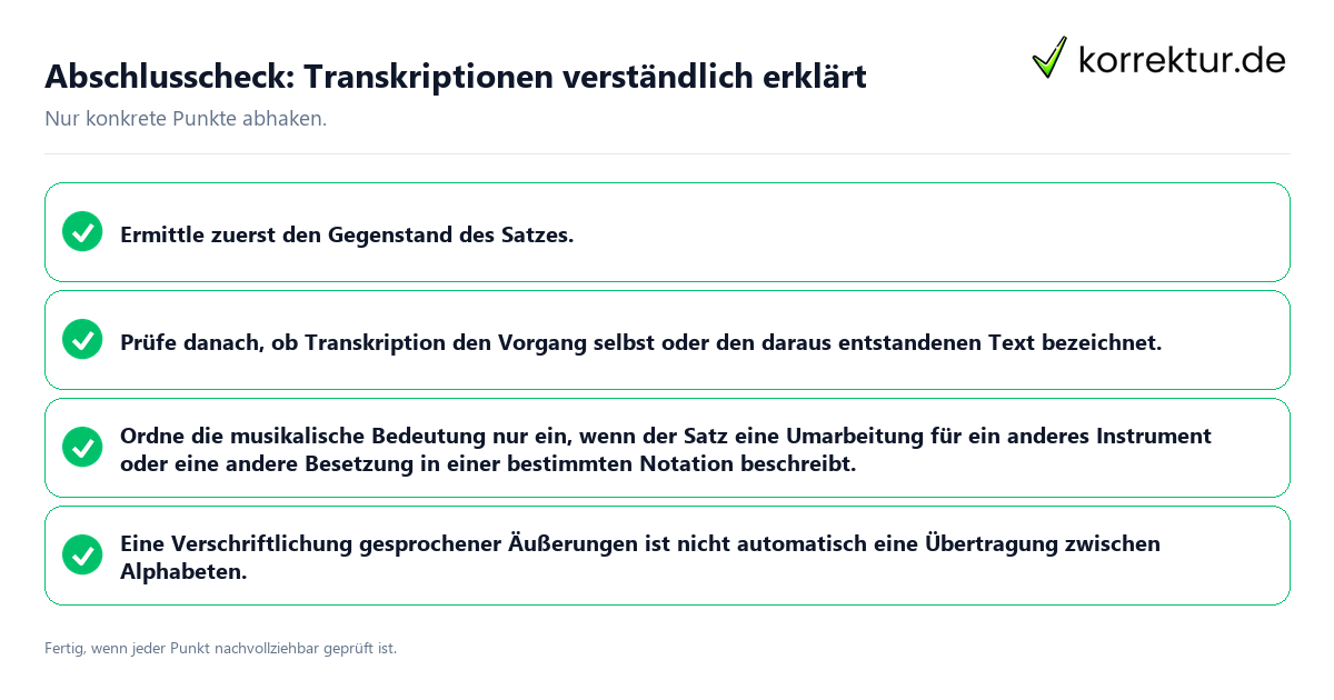 Konkreter Abschlusscheck zu Transkriptionen verständlich erklärt