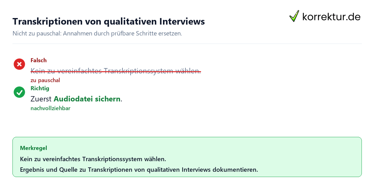 Ungeeignete und belastbare Vorgehensweise bei Transkriptionen von qualitativen Interviews