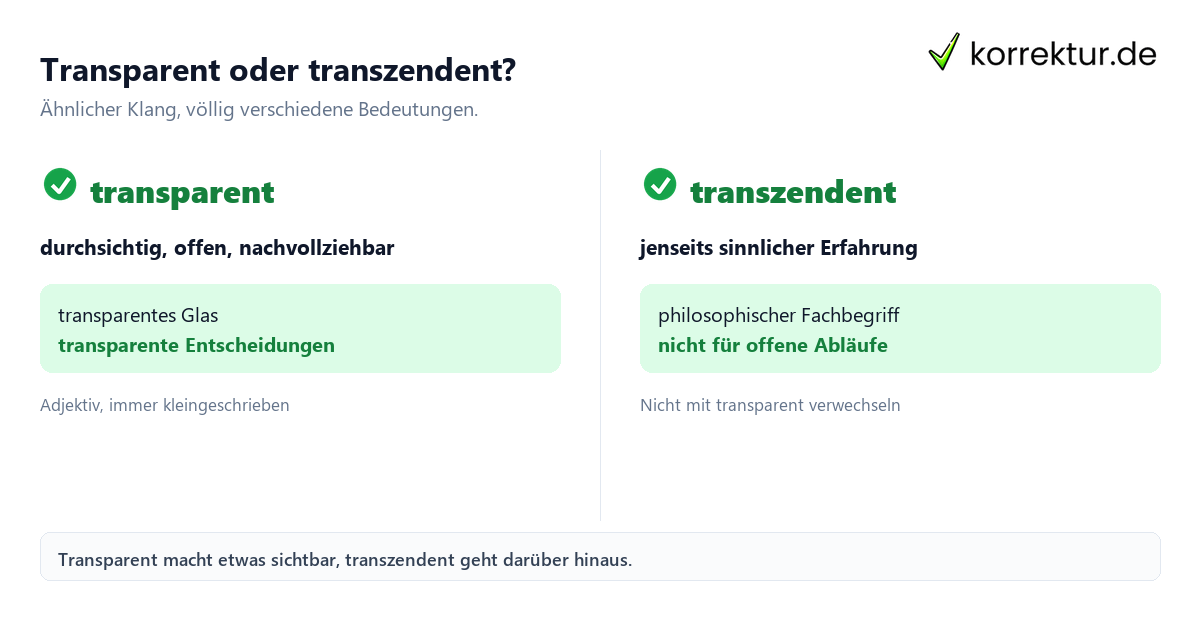 transparent Bedeutung im Vergleich zu transzendent