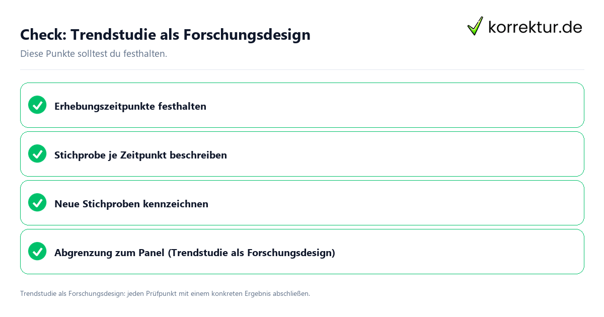 Check: Trendstudie als Forschungsdesign Trendstudie als Forschungsdesign mit einer themenspezifischen Checkliste