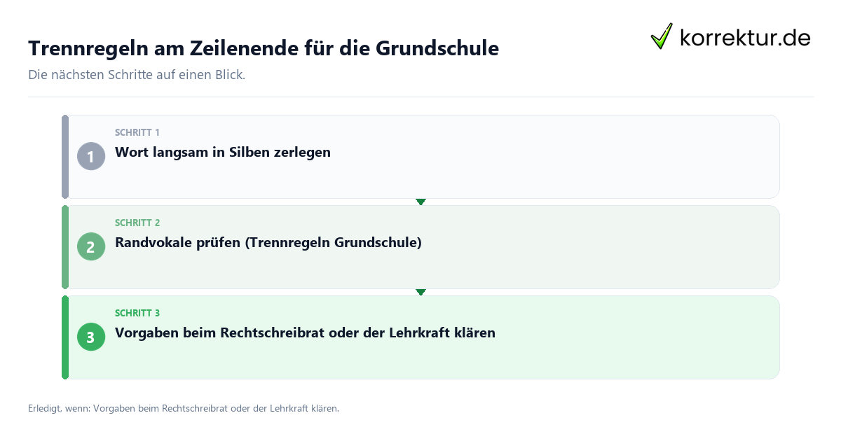 Trennregeln am Zeilenende für die Grundschule Trennregeln am Zeilenende für die Grundschule