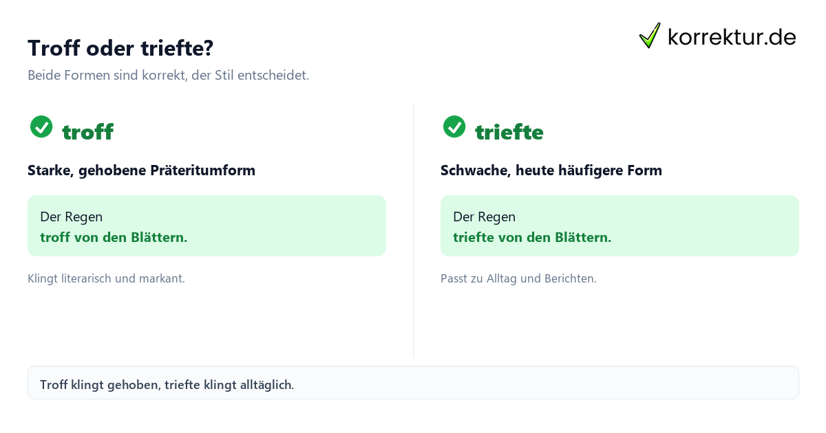 Troff oder triefte? Troff oder triefte, beide Präteritumformen im Vergleich