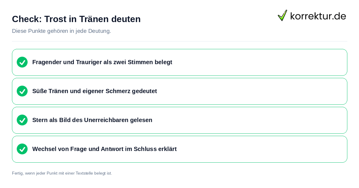 Trost in Tränen deuten: Prüfliste mit vier Punkten